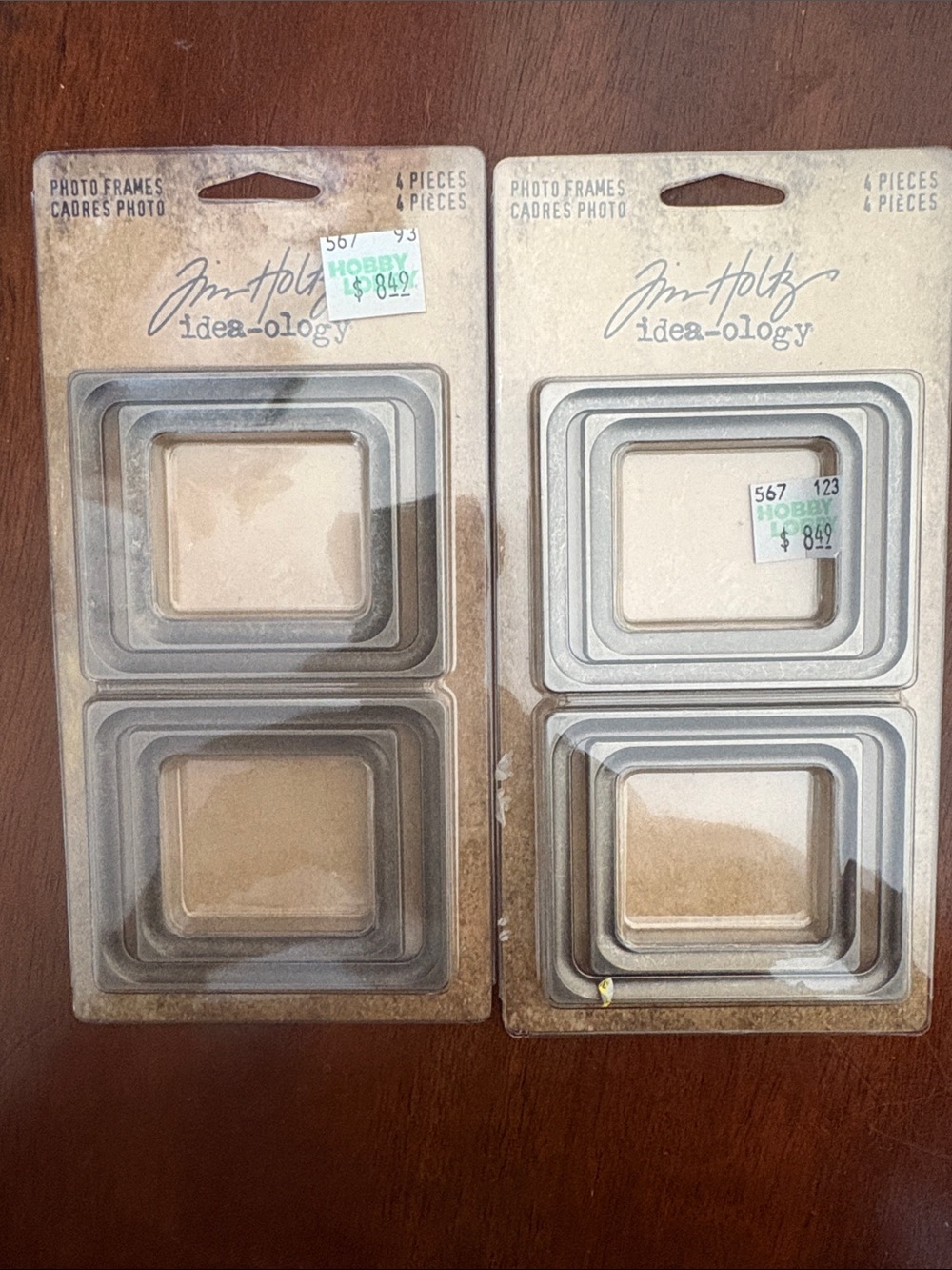 Tim Holtz Idea-ology Silver Square Photo Frames - Set of 4